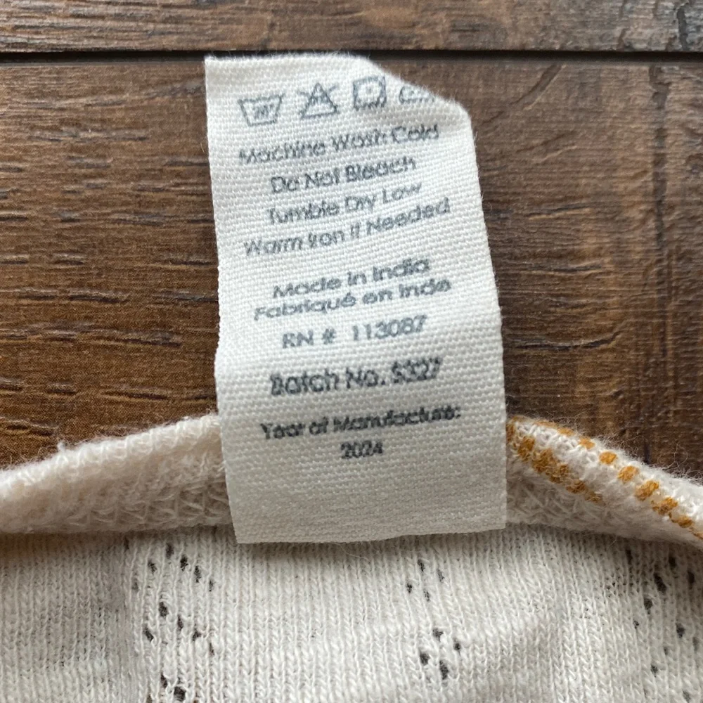 Kate Quinn Cream Dress with Gold Leaf Pattern 12-18 months Organic Cotton